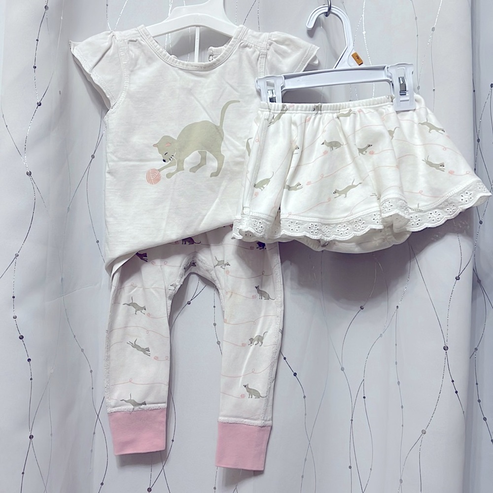 🐈Sapling Child lot |  3pc set: kitty graphic tee / pj pants / lace tutu